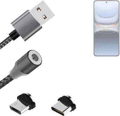 Produktbild von K-S-Trade Hochwertiges Magnet-Lade-kabel Sync-Kabel Daten-Kabel kompatibel mit Vivo iQOO 13 mit USB-Typ-C-Anschluss und Micro-USB-Anschluss 2A bis zu