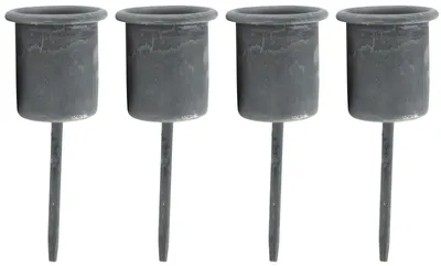 Produktbild von Novaliv 4x Stabkerzenhalter grau I Kerzenpick 7,1 x Ø 2,8 cm Kerzenstecker für Adventskranzdekoration I Kerzenspieß Kerzenleuchter I Dekoration Weihnachten