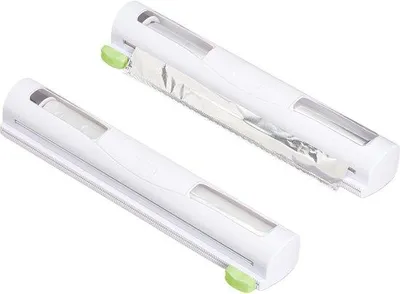 Produktbild von Famanu Folienhalter Set von 2 - HBD 5x37x8 cm - Magnetischer Folienabschneider - Weiß