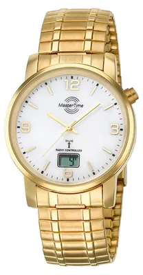 Produktbild von MasterTime Herren-Funkuhr MTGA-10312-12M, analog-digital, Gold, Edelstahlarmband