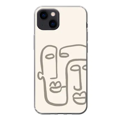 Produktbild von MuchoWow® Handyhülle Schutzhülle Hülle für iPhone 13 mini Gesicht - Abstrakt - Strichzeichnung Silikon Softcase Handy Hülle - Softcase