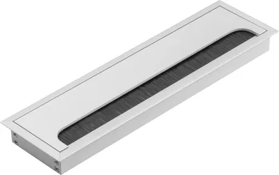 Produktbild von GTV - Kabeltülle Merida - Kabeldurchführung mit Öffnungsdeckel - Kabeldurchlass Rechteckig Kabelorganisation für Möbel Kabeldurchlass/für die Installation in der Arbeitsplatte / 80x280mm / Silber