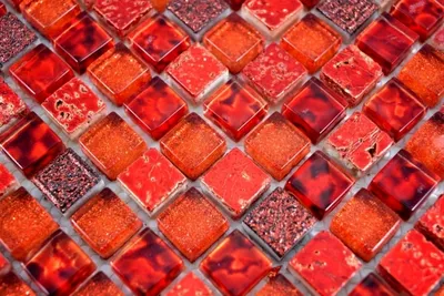 Produktbild von Handmuster Mosaikfliese Transluzent rot Glasmosaik Crystal Resin rot BAD WC Küche WAND MOS92-0904_m