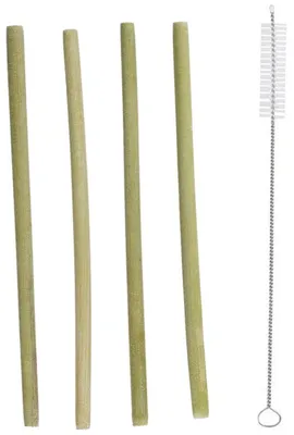 Produktbild von Wiederverwendbare Bambus-Trinkhalme Set mit 4 Stück