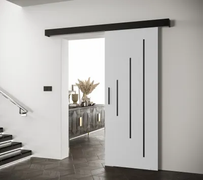 Obrázek produktu pro Posuvné dveře s černým úchytem SALOME 11 - 80 cm, bílé / černé