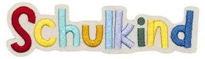 Produktbild von Schulkind Einschulung Kinder - Aufnäher, Bügelbild, Aufbügler, Applikationen, Patches, Flicken, Zum Aufbügeln, Größe: 3 x 9,8 cm