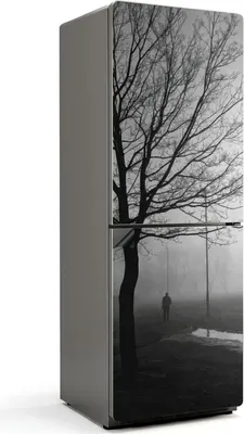 Produktbild von Winterspaziergang im Nebel – Magnetische Kühlschrank Abdeckung – Dekorfolie magnetisch Küche – Kühlschrank Magnet Deko – selbstklebende Magnettafel – Magnetfolie für Kühlschranktür – 70x190 cm