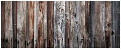 Produktbild von Wallario Premium Glasbild, freischwebende Optik, kräftige Farben, Größe 125 x 50 cm Motiv Alte Holzwand - Holzplanken in grau und braun