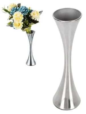 Edelstahl-Vase, silber, 18 cm, runder Mund, Dekovase