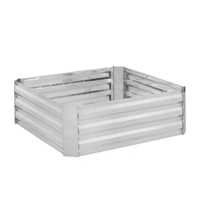 Produktbild von Relaxdays Hochbeet, verzinktes Metall, für Blumen, Pflanzen & Gemüse, HxBxT: 30x90x90 cm, eckiges Pflanzenbeet, silber