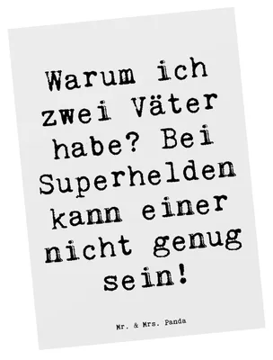 Produktbild von Mr. & Mrs. Panda Postkarte Spruch Superhelden Stiefvater - Weiß - Geschenk, kunstkarte, Jubiläen, Postkarten, Wertschätzung, Familienmitglieder, Grußkarte, Fotokarte