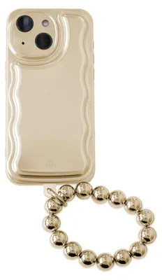 Produktbild von Wavy Hülle Gold met Goldy beads (easy cord)  - Kompatibel mit iPhone 14
