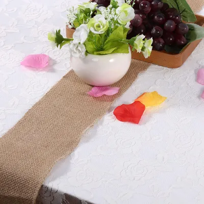 Obrázek produktu pro Příroda Hessian Juta Burlap stuha Rustikální stolní běžec Řemesla Židle Domácí svatební strana 10x200cm