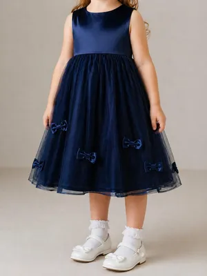 Produktbild von Blue Seven Mädchen Kleid Blau mit Schleifen – Süßes Kinderkleid für kleine Prinzessinnen Gr.98