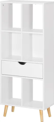 Produktbild von EUGAD Bücherregal, Aufbewahrungsregal, aus MDF, 6 Fächer, Weiß, 50x121x24cm