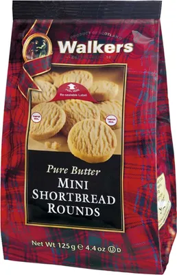 Zdjęcie produktu dla Walkers Pure Butter Mini Shortbread Rounds Mini herbatniki maślane 125g