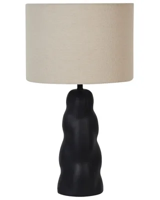Produktbild von BELIANI Tischlampe Schwarz und Beige Keramik Vasenform 51 cm Stoffschirm Trommelform Kabel mit Schalter Modern Skandi Schlaf- u. Wohnzimmer