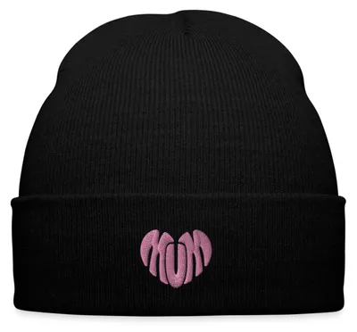 Produktbild von Spreadshirt Stickerei Mum Pinkes Herz Bestickte Wintermütze, One size, Schwarz
