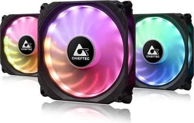 Image de Chieftec Fan 120mm TORNADO CF-3012-RGB(Set de 3 incl. Cont)