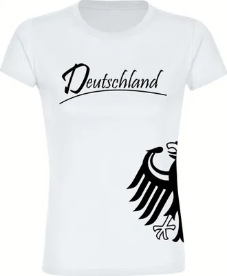 Produktbild von multifanshop Damen T-Shirt - Deutschland - Adler seitlich, weiß, Größe 3XL