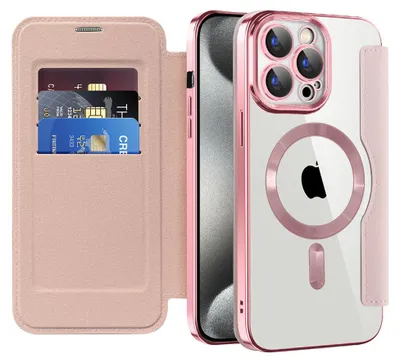 Zdjęcie produktu dla Techsuit - SmartMag Book etui na iPhone 15 Pro - różowe