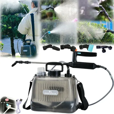 Produktbild von Drucksprüher, 8L Akku Drucksprühgerät Gartenspritze mit Lanze und 4 Verstellbaren Sprühdüsen Rückenspritze mit 2000mAh Batterie 7.4V Automatische Pump