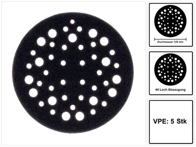 Zdjęcie produktu dla Osłona ochronna Mirka 125 mm 44 otwory 5 szt. Rzep ( 8295510111 )