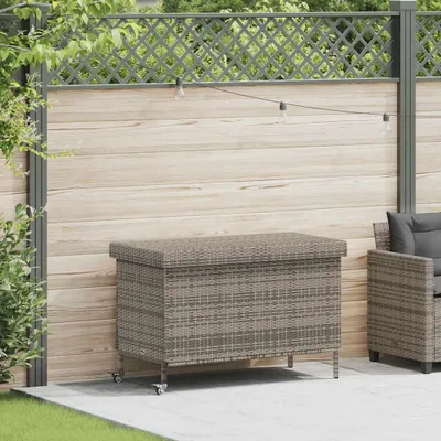 Immagine prodotto di vidaXL Cassapanca da giardino con rotelle Grigio 110x55x73 cm Poly rattan