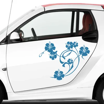 Produktbild von Aufkleber - Autoaufkleber-Set Hibiskus Swirl 2 Stk. je 50cm x 40cm hellblau - Tuning Carystyling Heckscheibe Auto