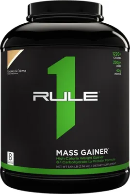 Produktbild von Rule1 R1 Mass Gainer (5,7lbs) Cookies & Crème - Gewichtszunahme - Mit Kreatin