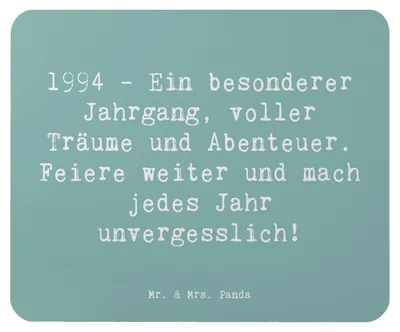 Produktbild von Mr. & Mrs. Panda Mouse Pad Spruch 1994 Geburtstag - Meeresbrise - Geschenk, mausteppich, Träume und Abenteuer, Geburtstagsgeschenk, Mousepad, lebensfroh, mousematte