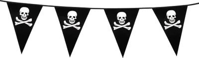 Produktbild von Wimpelkette mit Totenkopf-Motiv, 6 Meter Länge, 15 Wimpel je 30 x 20 cm
