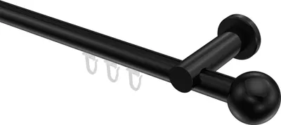 Produktbild von Interdeco Innenlaufstange / Gardinenstange mit Innenlauf Schwarz, Typ Platon Luino (Kugel), 20 mm Ø 1-läufig, 420 cm