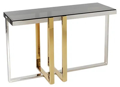 Image de Table console moderne en métal et verre gris