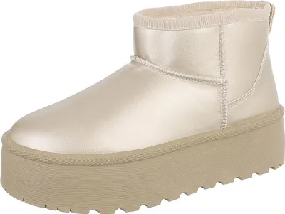Produktbild von Ital-Design Damen Stiefeletten Plateaustiefeletten Warm gefüttert Lederoptik Snowboots 87124661 Gold Gr.  40