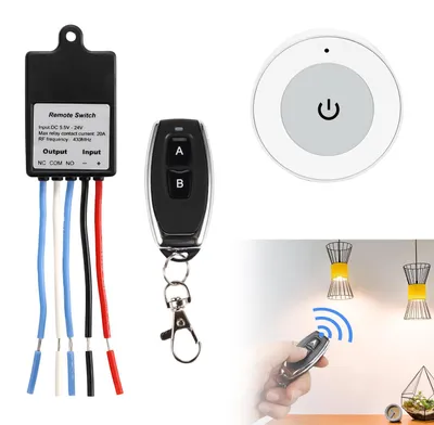 Produktbild von Fernbedienung Schalter, 12V Funkschalter, DC5,5V30V 5A Relais Fernschalter, 50m Lange Range Funkschalter mit 2 Fernbedienung für Deckenleuchten, Motor, Lampen Weihnachtsdeko