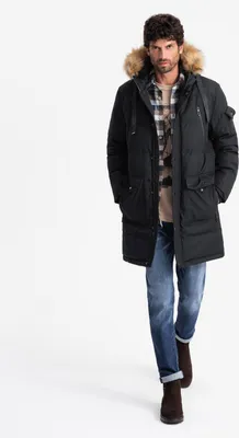 Produktbild von Ombre Winterjacke für Männer schwarz L