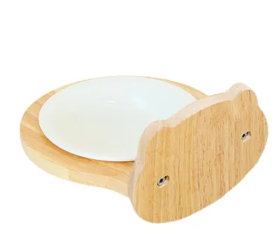 Produktbild von Holz-Futterspender für Hunde mit Kerammschüssel