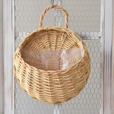 Immagine prodotto di Decorazione da parete in vimini e rattan per la casa e il giardino (bianco sporco, 23×18 cm)
