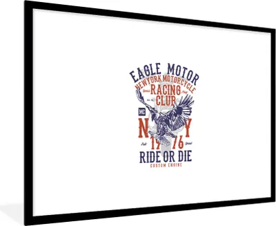 Produktbild von MuchoWow® MuchoWow® Gerahmtes Poster Mancave - Motor - Vogel - Adler - Vintage 90x60 cm - Poster mit zchwarzem Bilderrahmen - Wanddekoration - Fotos