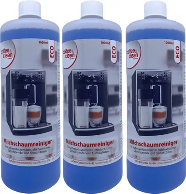 Produktbild von 3x 1L Milchschaumreiniger Coffee&Clean by JaPeBi ECO, Rundflasche incl. Dosierhilfe