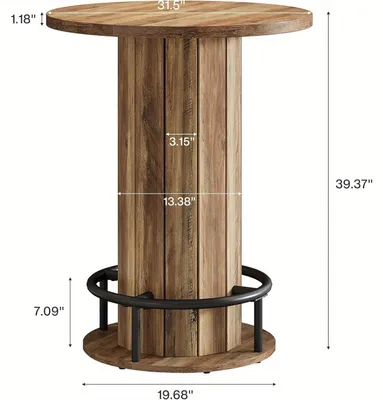 Obrázok produktu pre Okrúhly jedálenský stôl - Stôl do jedálne - Kuchynský stôl - Barový stôl - Okrúhly jedálenský stôl - Priemer 100 cm