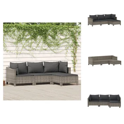 Produktbild von vidaXL 4-tlg. Garten-Lounge-Set mit Kissen Grau Poly Rattan -  Gartenmöbel-Sets