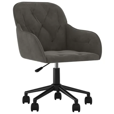 Image de vidaXL Chaise de bureau pivotante gris foncé velours