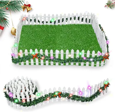 Image de Clôture en bois miniature Décoration de Noël Maison de lutin Éclairage LED 100 cm