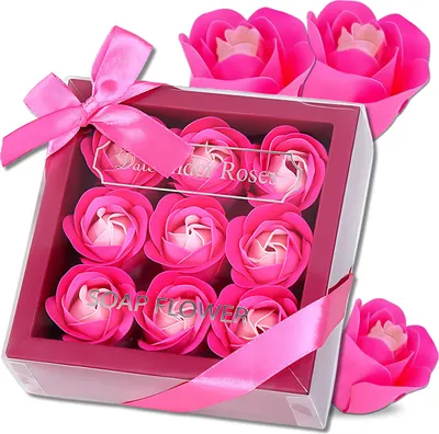 Produktbild von EDIBAZZAR | Duftende Deko-Seifenrosen 9 Stk. Geschenkset rosa