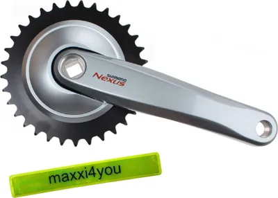 Produktbild von Shimano Kurbelgarnitur Nexus FC-C6000 33 Zähne Silber inkl. maxxi4you Reflexband
