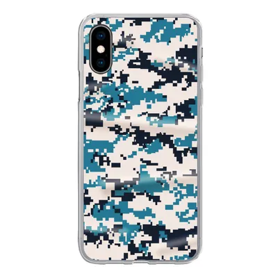 Produktbild von MuchoWow® Handyhülle Schutzhülle Hülle für iPhone X Blaues und weißes Camouflage-Muster Silikon Softcase Handy Hülle - Handyhülle