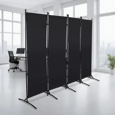Produktbild von Faltbare Raumteiler Trennwand - Paravent Sichtschutz - 200 x 170 cm - Furnieroberfläche - Für Büro Klinik Schlafzimmer - Grau