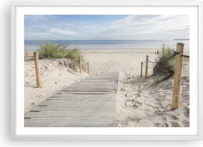 Produktbild von Gerahmtes Poster - Weißer Rahmen - Strand Düne Eintritt - 70x50 cm - Wand Bild - Wanddeko - Wandbilder - Kunstposter - Wandposter - Bilderrahmen - Bilder - Kunstdruck - Wandbild - P2WAA70x50-4188
